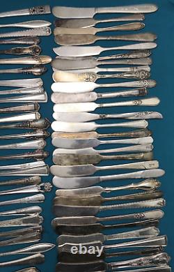 100 Pc Mixed Silverplated FLAT BUTTER SPREADERS Knives 5 1/2 to 6 1/2
