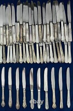 100 Silverplate HH DINNER KNIVES Craft Lot SIMPLE Patterns Silverware Flatware