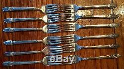 105p 1847 ROGERS BROS FIRST LOVE SERVICE for 12 FLATWARE SET CARVING ENGRAVED °