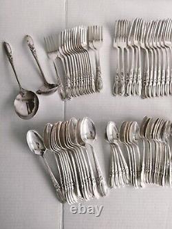 115pc Set Oneida Community White Orchid Silverplate for 15+ Nice