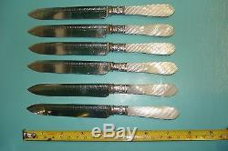 11pc Rare MOP Mother of pearl barley twist handle silver plate knive & Fork set