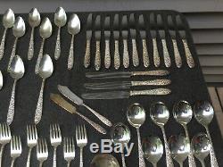 122 Pcs National Silver Co. NY 1935 Rare Narcissus Pattern Flatware in Wood Box