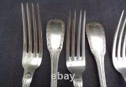 12 antique French silver dinner forks & buffalo horn handled dinner knives
