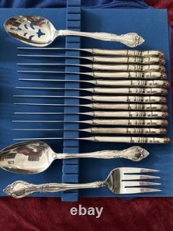 12 settings Community Oneida Affection Silverplate Flatware + serving and case