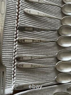 130Pieces Vintage Grosvenor Community Plate Silverplate Flatware Iced Tea Spoons