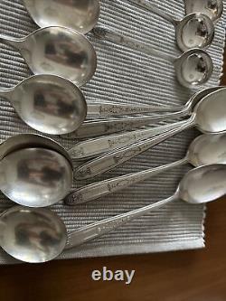 130Pieces Vintage Grosvenor Community Plate Silverplate Flatware Iced Tea Spoons