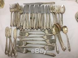 140 Pcs Silver Plate Flatware Spoon Forks Sets Knives Craft Resale Mixed Lot Vtg