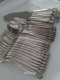 1847 ROGERS BROS Eternally Yours Set Forks Spoons Floral Pierced Tip 36 pcs