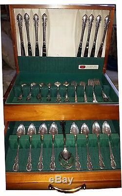 1847 ROGERS BROS REFLECTION SILVER PLATED FLATWARE SET 53 piece + Chest