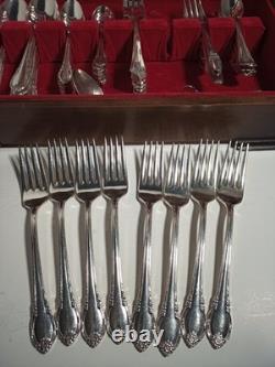 1847 Roger Bros Silverware Set Remembrance Pattern 8 Place Setting 83 Pieces