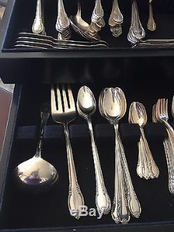 1847 Rogers 120Pc REMEMBRANCE Silver Plate Flatware Set w Chest 10 Settings EXTR
