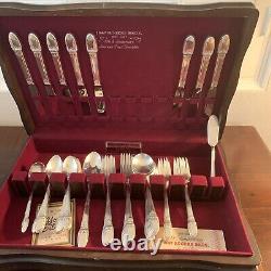1847 Rogers Bros 52 Pc Silverware Set First Love Wooden Box 100th Anniversary