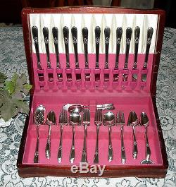 1847 Rogers Bros ADORATION Flatware Set for 12 with Chest 76 pieces Nice Condition