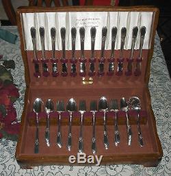 1847 Rogers Bros ADORATION Flatware Set for 12 with Chest 76 pieces Very Nice Cond