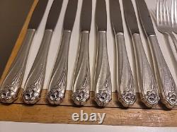 1847 Rogers Bros Daffodil Silverware Flatware IS Set For 8 People 66 Pcs Vtg
