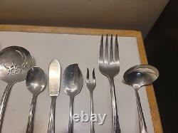 1847 Rogers Bros Daffodil Silverware Flatware IS Set For 8 People 66 Pcs Vtg