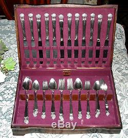 1847 Rogers Bros ETERNALLY YOURS Flatware Set for 8 with Chest 80 pcs VG Cond