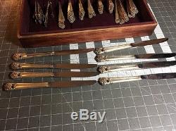 1847 Rogers Bros Eternally Yours Silverware Set 77 Pc. Service for 8 withWood Box
