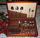 1847 Rogers Bros FIRST LOVE Flatware Set for 12 with Wood Chest 77 pcs Very Nice