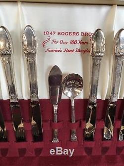 1847 Rogers Bros FIRST LOVE Set 76 Pieces In Wooden Box EUC