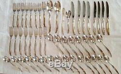 1847 Rogers Bros FLAIR 8 Place Vtg Midcentury Silverplate Flatware 51 Piece Set