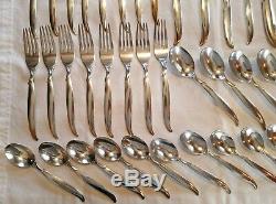 1847 Rogers Bros FLAIR 8 Place Vtg Midcentury Silverplate Flatware 51 Piece Set