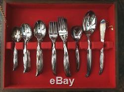 1847 Rogers Bros FLAIR 8 Place Vtg Midcentury Silverplate Flatware 52 Piece Set