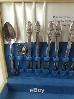 1847 Rogers Bros. First Love 52 Pieces Silverplate Silverware Set With Papers