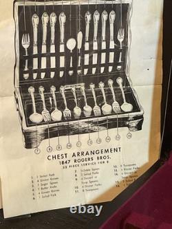 1847 Rogers Bros First Love Silverplate Flatware 54-Pc Set in Box Service for 8