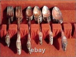 1847 Rogers Bros First Love Silverware Service For 12 WithChest 63 Pcs Serving Set