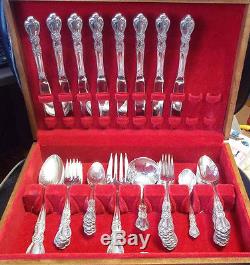 1847 Rogers Bros HERITAGE Silverplate Almost Complete Set for 8 Plus Serving Pcs