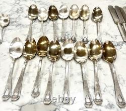 1847 Rogers Bros Heraldic Silverplate Flatware Set 44 Pc Arts & Crafts 1916