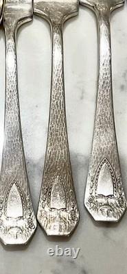 1847 Rogers Bros Heraldic Silverplate Flatware Set 44 Pc Arts & Crafts 1916