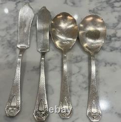 1847 Rogers Bros Heraldic Silverplate Flatware Set 44 Pc Arts & Crafts 1916