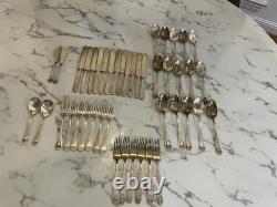 1847 Rogers Bros IS X8 Silverplate Flatware Hammered Gothic Arch 44 Pc Art Deco