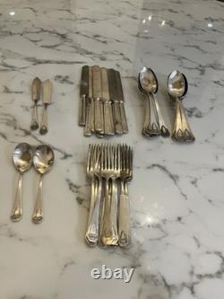 1847 Rogers Bros IS X8 Silverplate Flatware Hammered Gothic Arch 44 Pc Art Deco
