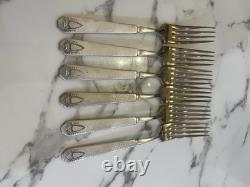 1847 Rogers Bros IS X8 Silverplate Flatware Hammered Gothic Arch 44 Pc Art Deco