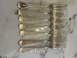 1847 Rogers Bros IS X8 Silverplate Flatware Hammered Gothic Arch 44 Pc Art Deco
