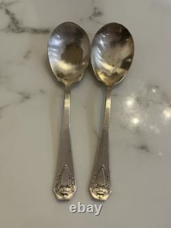1847 Rogers Bros IS X8 Silverplate Flatware Hammered Gothic Arch 44 Pc Art Deco