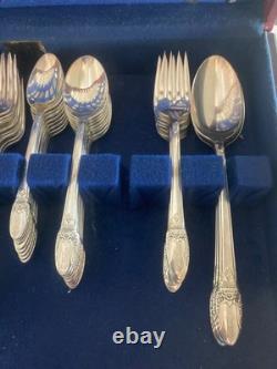 1847 Rogers Bros IS patten silver Flatware Set 62 Pc Vintage Silverware