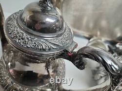 1847 Rogers Bros I. S. Silver Heritage Tea/Coffee 7pc. Set Floral Footed
