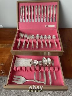 1847 Rogers Bros Leilani 73 Piece Silverplate Flatware Set For 12 Box WithDrawer