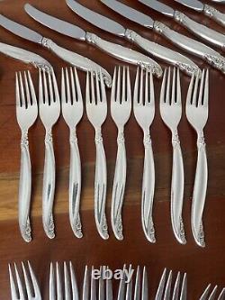 1847 Rogers Bros Leilani 73 Piece Silverplate Flatware Set For 12 Box WithDrawer