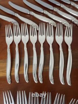 1847 Rogers Bros Leilani 73 Piece Silverplate Flatware Set For 12 Box WithDrawer