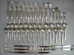 1847 Rogers Bros Set First Love 5pc For 8, 55pcs Silverplate Flatware Silverware