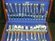 1847 Rogers Bros SilverPlate'Daffodil' Flatware Set WithCase 12 Service 66 pcs