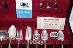 1847 Rogers Bros Silverplate DAFFODIL Flatware Set in Box wPamphlet Cards 50 pc