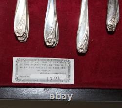 1847 Rogers Bros Silverplate DAFFODIL Flatware Set in Box wPamphlet Cards 50 pc