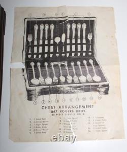 1847 Rogers Bros Silverplate DAFFODIL Flatware Set in Box wPamphlet Cards 50 pc