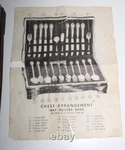 1847 Rogers Bros Silverplate DAFFODIL Flatware Set in Box wPamphlet Cards 50 pc